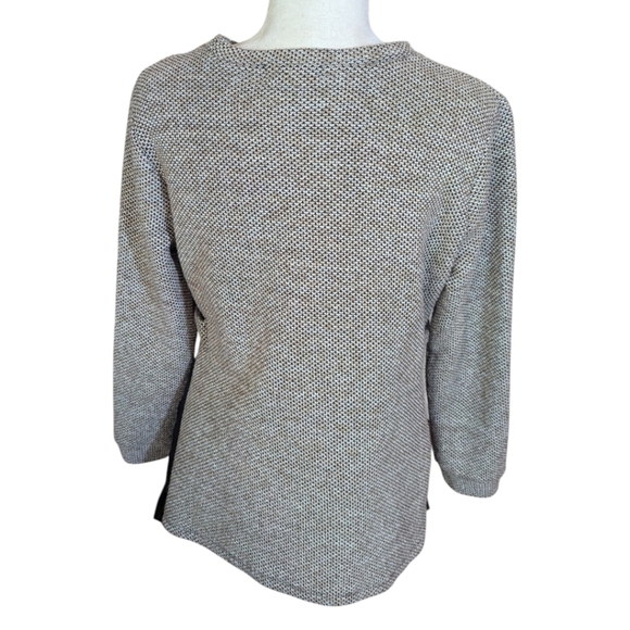 THML Tweed Nubby Knit Black/ Cream  Boxy Pleated Godet Black Sides Sz M - Picture 3 of 8